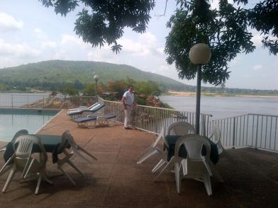 Ambassador Bernard Lelerc SOFITEL-OUBANGUI hotel in Bangui. On the opposite side we can see Congo Democratique